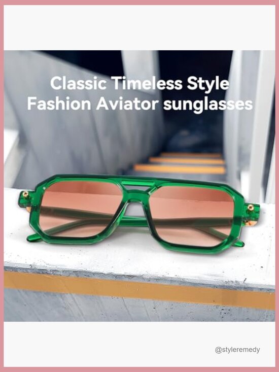 Square Aviator Sunglasses with UV Protection, Plastic Frame main image 4